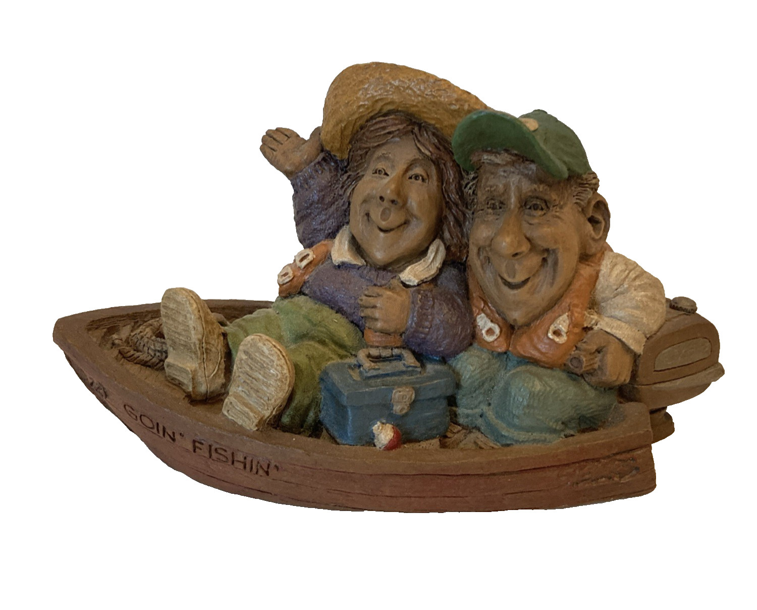 Cairn Studios Humorous Goin Fishin’ Clay Sculpture By Lee Sievers #8023