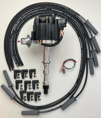 CADILLAC 68-74 472 500 HEI DISTRIBUTOR + 8.5mm UNIVERSAL BLACK Spark Plug Wires