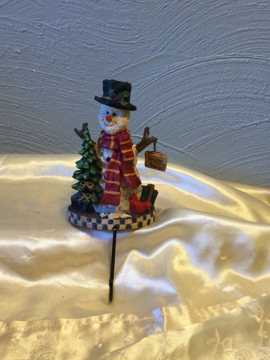 Support De Bas De Noël En Résine : Bonhomme De Neige Avec Nichoir (occasion)