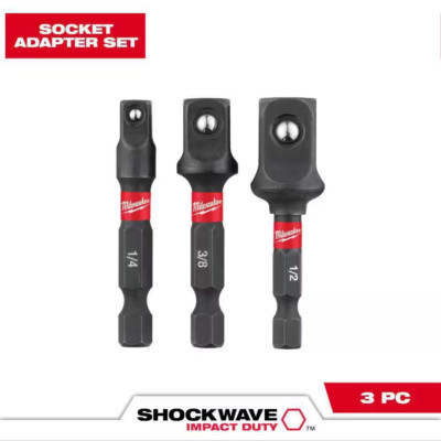 Milwaukee Socket Adapter Set Impact Duty Hex Shank 1/4 1/2 3/8 in. Driver Pack