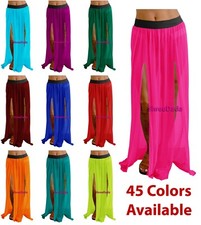 Women Maxi Slit Skirts Chiffon Pleated Retro Long Elastic Waist Beach  45 Color