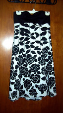 NINE WEST Black & White Women's Fit & Flare Strapless Floral Dress Size 2