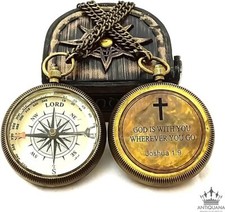 Compass with Authentic Leather Case Brass Compass Directional Compass