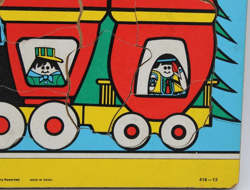 HTF 1977 复古 HASBRO 连体裤房间 WEEBLES 训练木制拼图 罕见 以色列制造 — 第 4/4 张图片