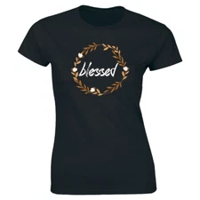Blessed with Cotton Wreath Short Sleeve T-Shirt for Women