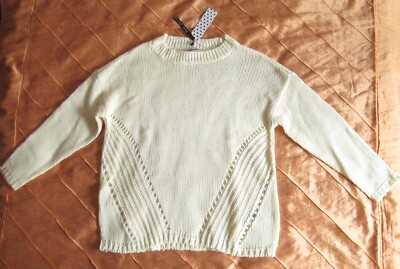NOISY MAY OVERSIZE DAMEN WOMEN LANGARM KNIT STRICKPULLOVER CREM BEIGE M, 38 NEU
