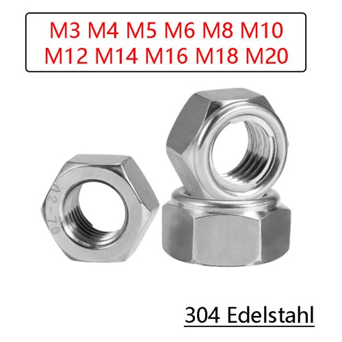 Sicherungsmutter A2 Edelstahl DIN 985 Selbstsichernde Muttern Stoppmuttern M2~M8 - Afbeelding 1 van 17