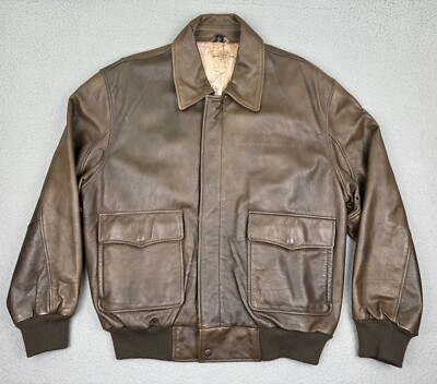 PEARL HARBOR MOVIE Jacket Mens Large Brown Leather Bomber Coat Touchstone