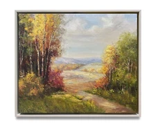 Hungryartist -Original Oil Painting of Autumn Landscape on Canvas 20x24 Framed