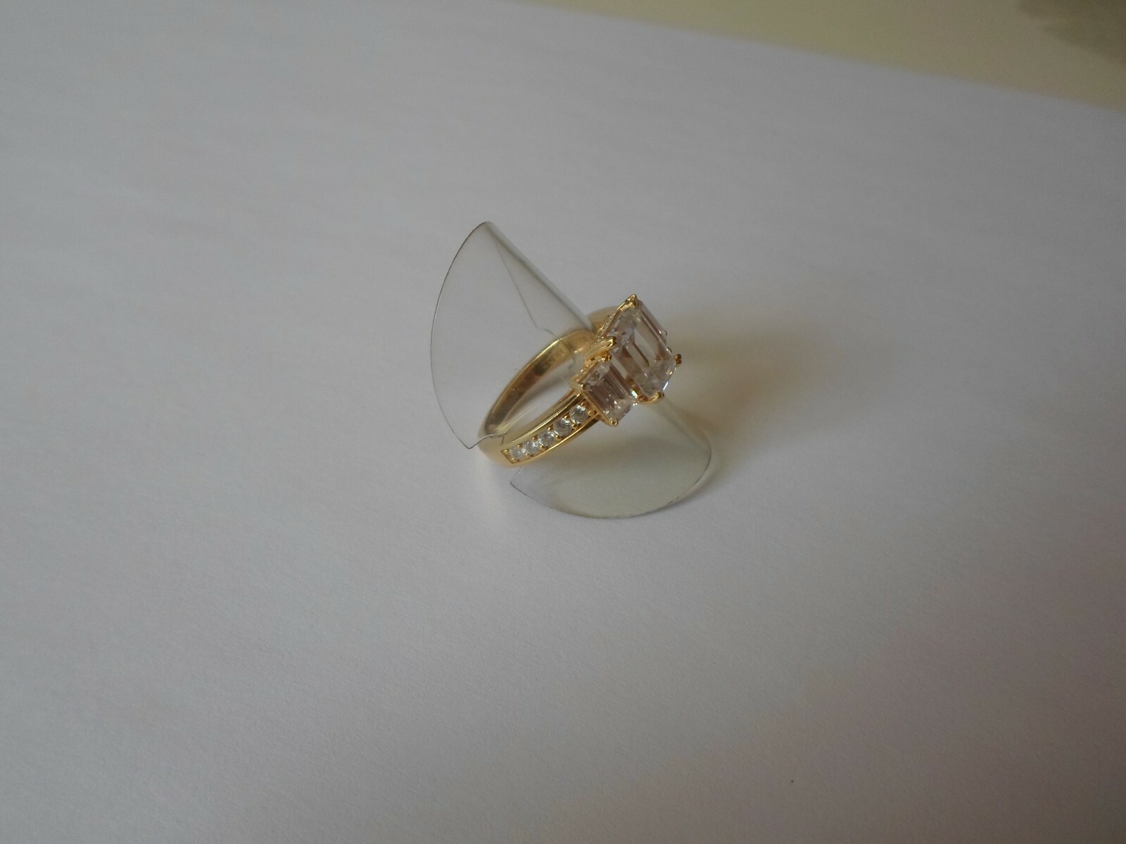 solid silver ring, vermilion, rectangles and zirc… - image 4