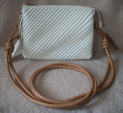 Sondra Roberts Squared Off White Cream Crossbody Bag Purse