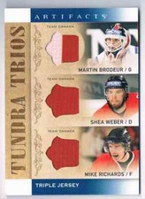 2014-15 ARTIFACTS TUNDRA TRIOS BRODEUR WEBER RICHARD TRIPLE JERSEYS 2 COLORS