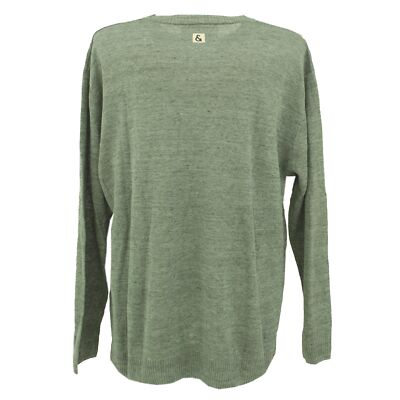 COLOURS SONS Herren Pulli Pullover Strick Rundhals Leinen green