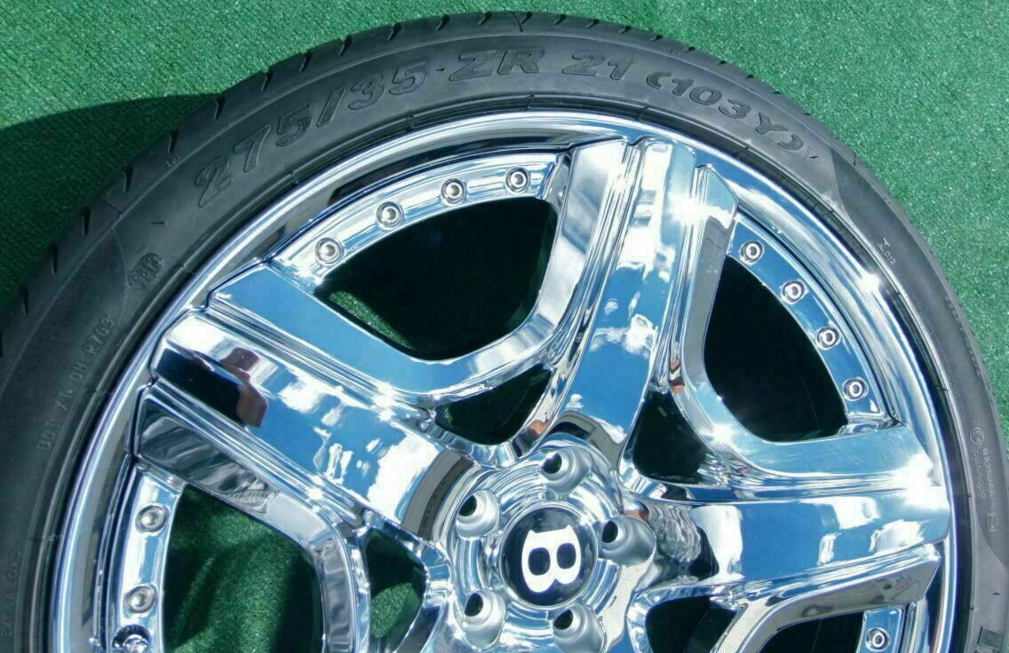 Set Chrome Factory Bentley Wheels Tires Mulliner 21 Flying Spur Continental OEM