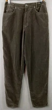 Sigrid Olsen Essential Womens Sz 12 Green Velour High Rise Tapered Leg Pants