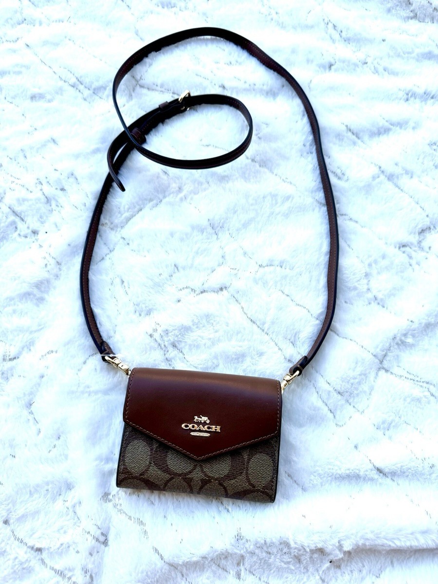 COACH CU172 Mini Envelope Wallet Crossbody Strap Signature