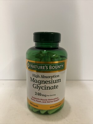 Nature's Bounty Magnesium Glycinate Capsules, 240 mg (180 ct.) Exp 5/26