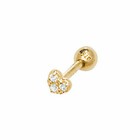Genuine 9ct Gold CZ Love Heart Helix Cartilage Body Piercing Stud - Gift Boxed