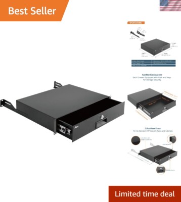 2U Heavy-Duty Rack Drawer with Cable Management - Up to 44 lbs Load Capacity