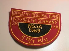 NSSA 1969 WIESBADEN GERMANY 28 GA. 5 M/T R/U CLAY TRAP SKEET GUN HUNTING PATCH 