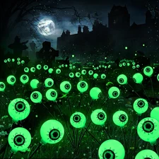 Solar Halloween Eyeball Lights - 2 Pack 12 LED Pathway Decorations