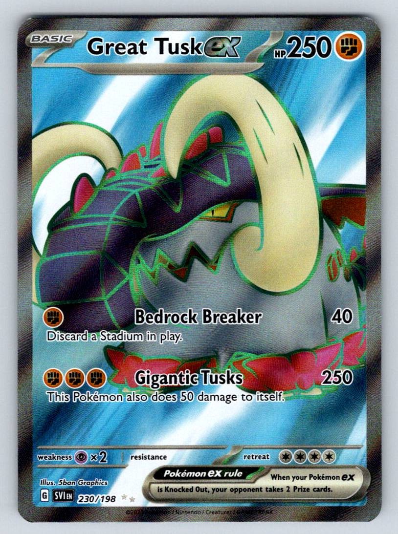 Holofoil Great Tusk ex 230/198 Scarlet & Violet Base Set NM