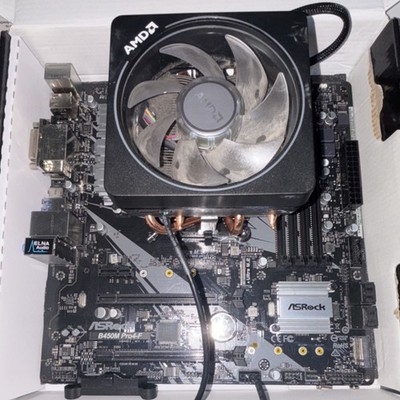 ASRock B450M Pro4-F MicroATX Motherboard Socket AM4 DDR4 with AMD CPU & Cooler