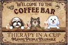 Dog Tin Sign Metal Poster Vintage Wall Décor, Dog Cat Coffee Bar, 8 x 12 Inch