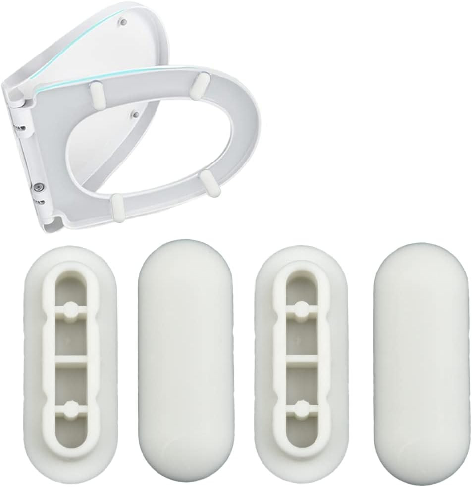 Toilet Seat Buffer Set White WC Bumper Pads Noise Dampening Cushion Replacements