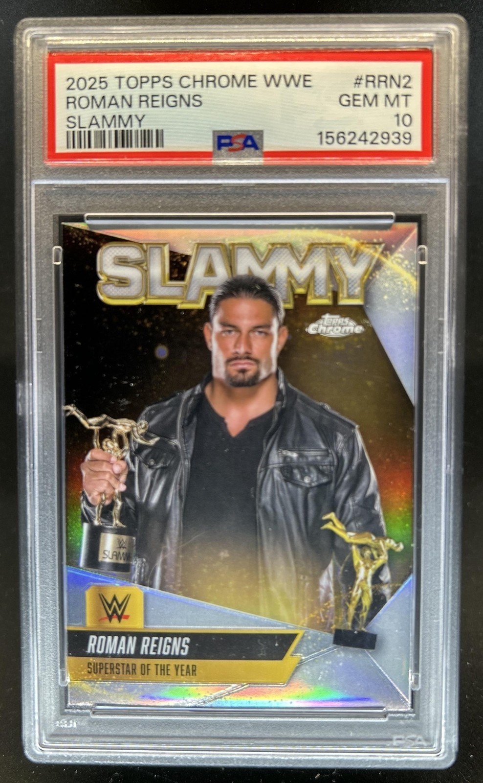 2025 Topps Chrome WWE Roman Reigns Slammy #SMY-RRN2 PSA 10 GEM MINT