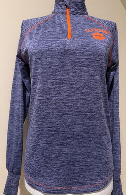 CLEMSON TIGERS Womens Quarter Zip Pullover Colosseum Shirt Top