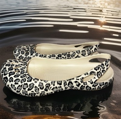 Crocs Kadee Leopard Print Ballet Flats Women s Sz 9 Slip On Shoes Animal Print