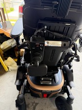 Permobil Power Wheelchair 6-Wheel Joystick Control w/ Headrest, Black/Bronze