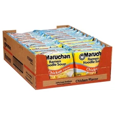 Ramen Noodles Less Sodium Chicken, Instant Meals, 3 Oz, 24 Pack
