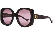 Gucci GG1257S 003 Sunglasses Women's Havana/Red Lenses Butterfly Shape 53mm