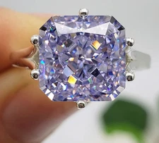 5.30 Ct Certified Asscher Natural Purple Diamond Ring VVS1 White Gold Finish