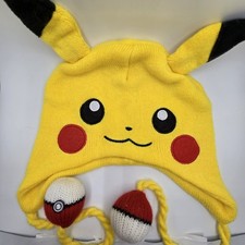 RETRO 2015 Nintendo Pokemon Pikachu Beanie With Pokeball Tassels