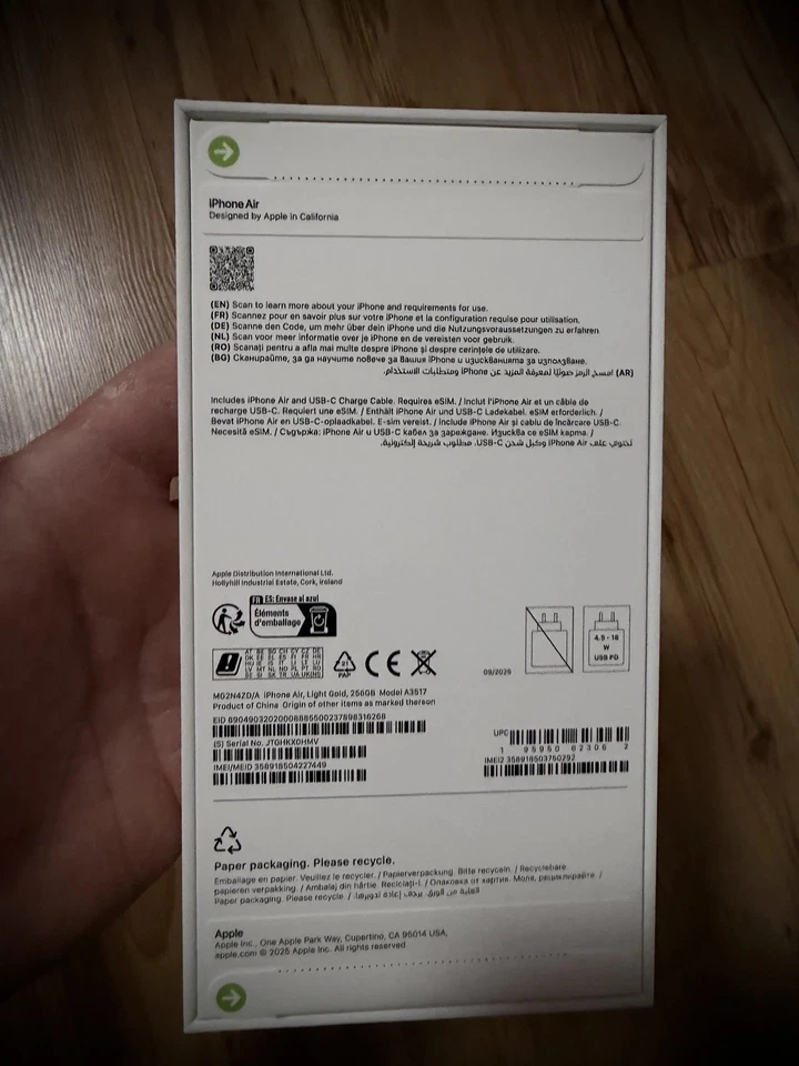 Apple iPhone 17 Air 256 GB Light Gold NEU - Bild 2 von 3