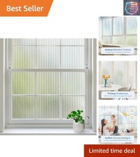 Reeded Glass Window Privacy Film, Non Adhesive Frosted Glass Window Film, Sta...
