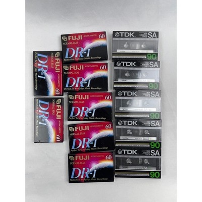 TDK SA 90 Fuji DR-I 60 Blank Audio Cassette Tapes 12 Pack Type I II New Sealed
