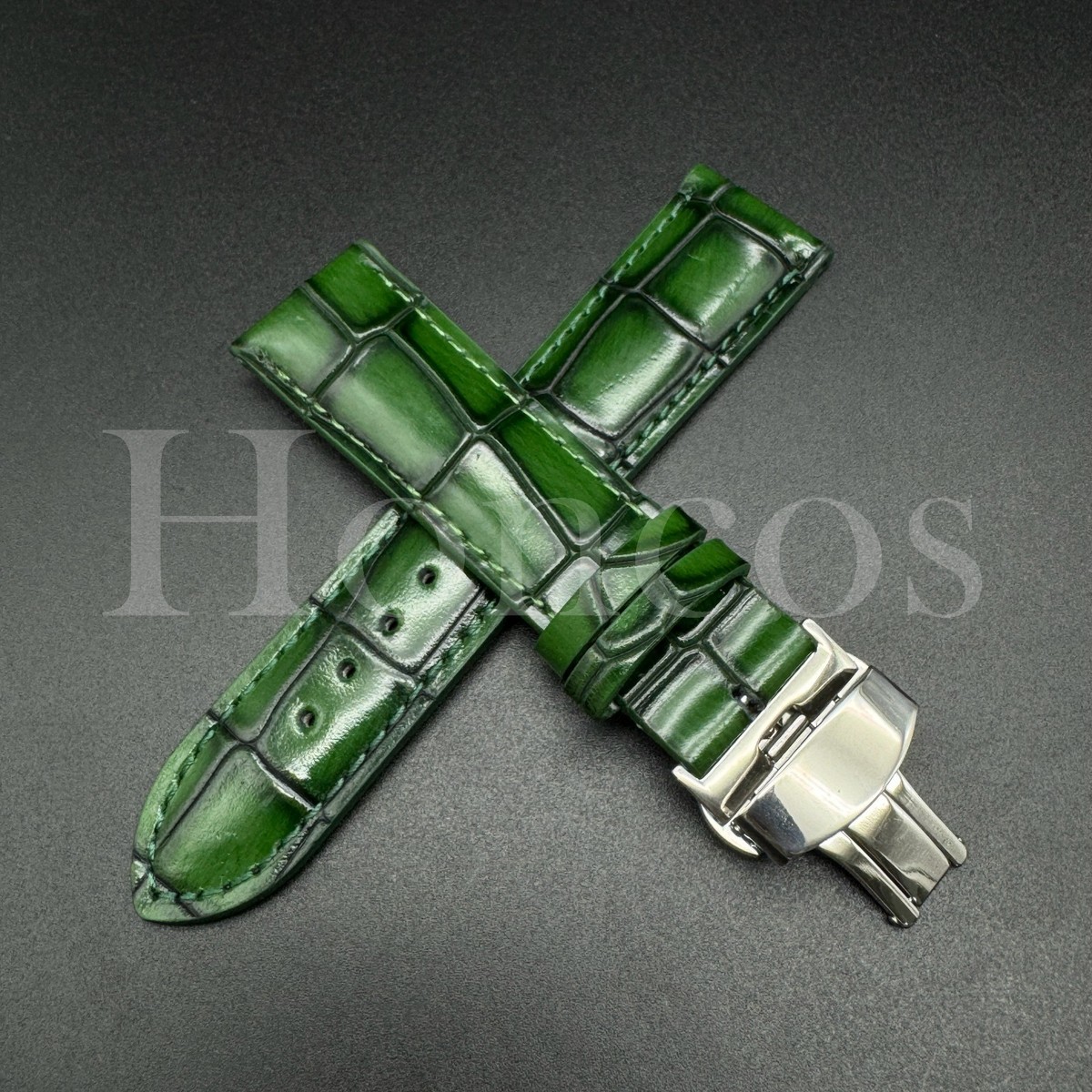 18 20 22 MM Leather Alligator Vintage Watch Strap Band Clasp Fits