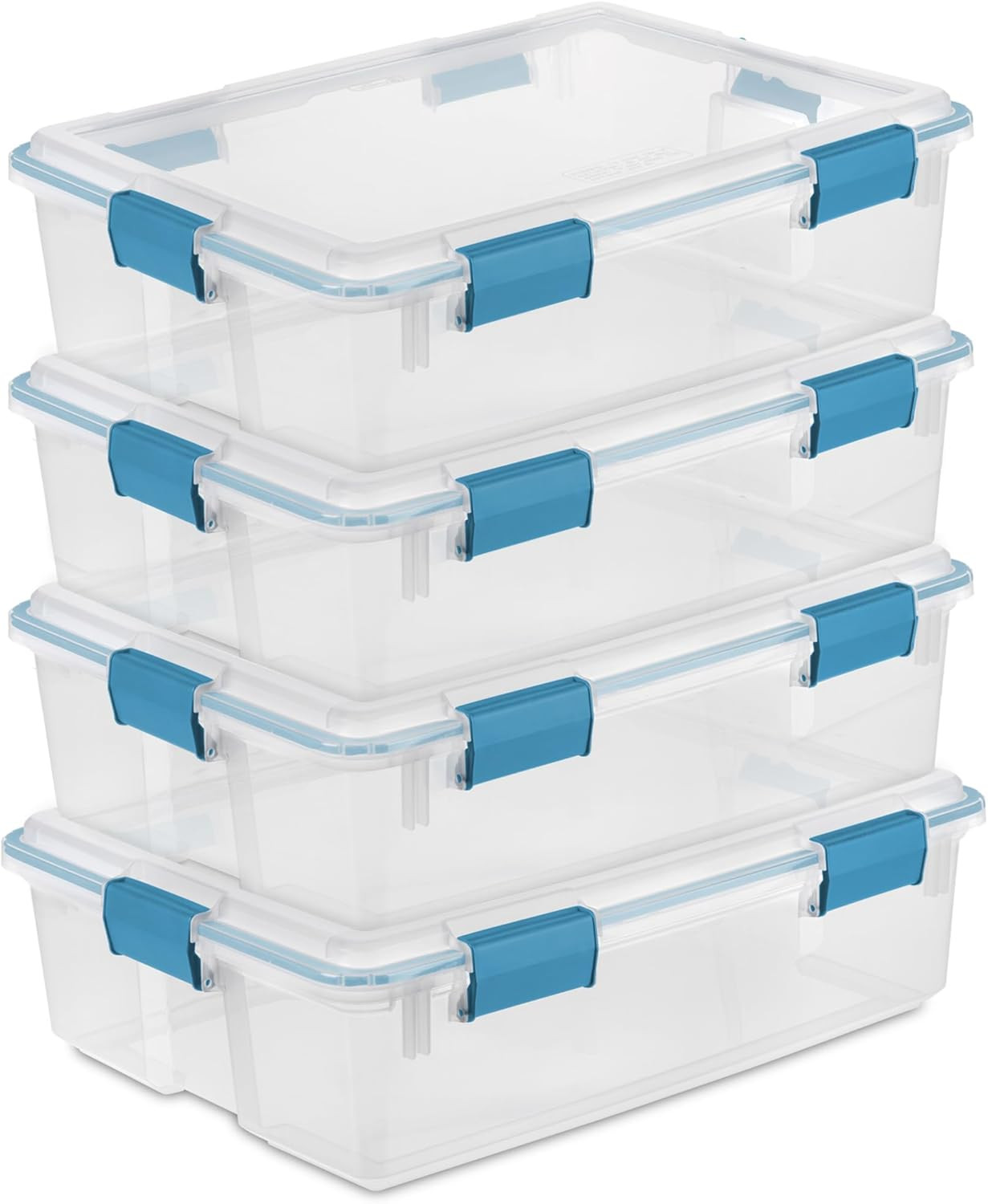 4-Pack Gasket Box, Weather-Resistant Storage Bins with Latching Lids, 37 Quart -