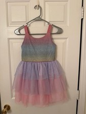 Zunie Girl Rainbow Glitter Tiered Tulle Dress Size 7/8