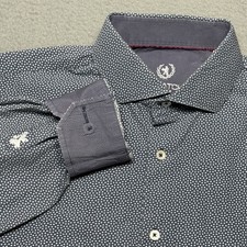 Bugatchi Uomo Button Shirt Mens Large 16.5-34/35 Star Print Geometric Poplin