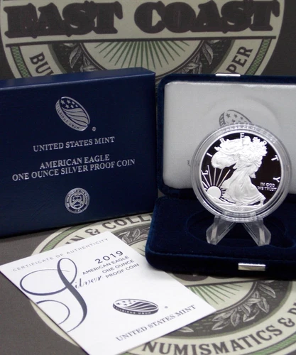 2019 "S" PROOF American SILVER Eagle $1 Box & COA East Coast Coin & Collectables