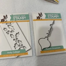 Simon Says Stamps Ornament LOT of 2 Sets Metal Cutting Dies Peyton & Holly