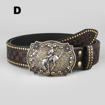Vintage Pattern Western Belt Faux Leather Cowgirl Rodeo Buckle Accessory YCMI Vintage-Western-Style Belts for Women and Men - Cowboy  main image 2