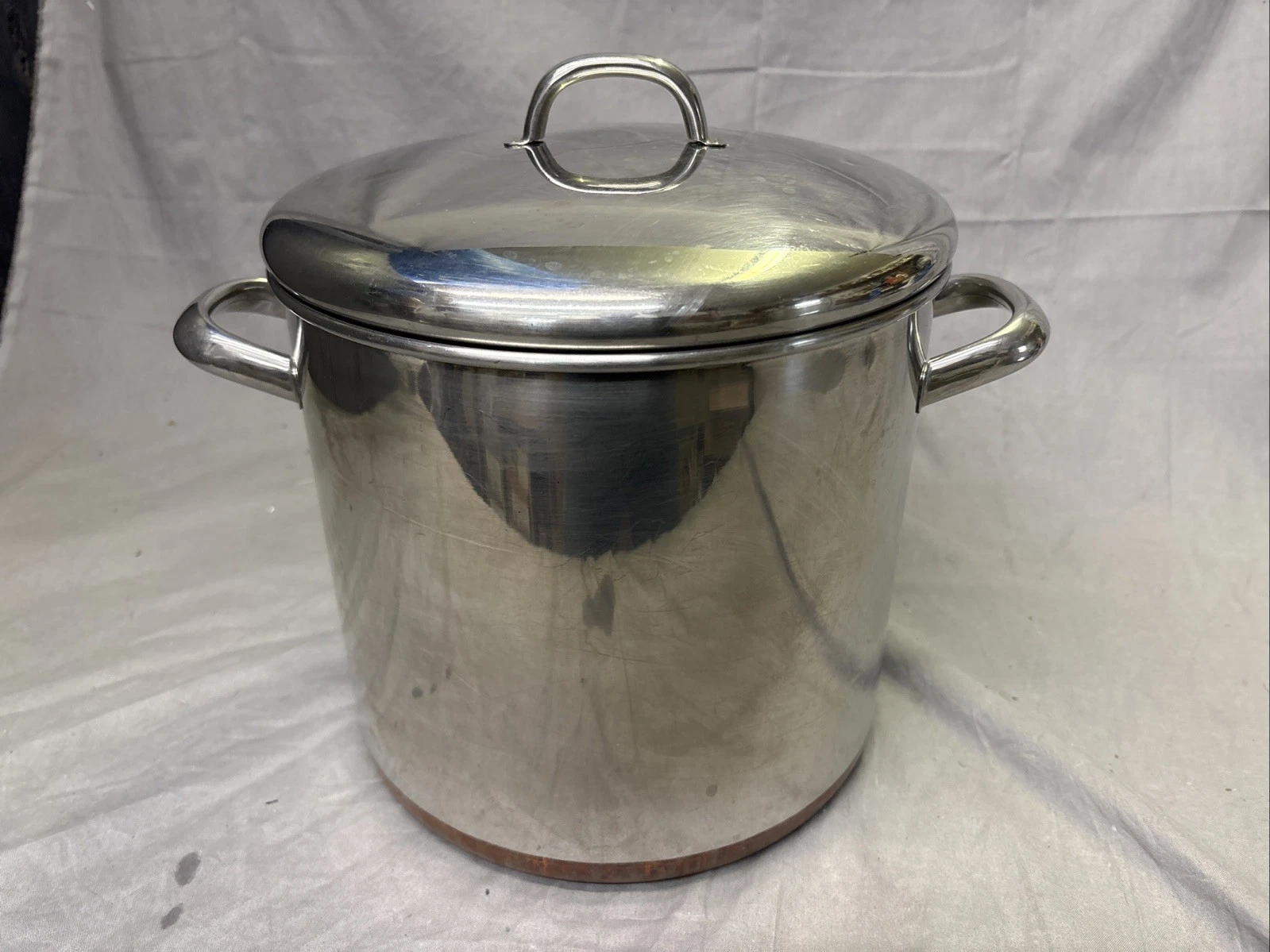 Revere Ware 1801 Copper Bottom 12 QUART Stock Pot w Lid Clinton Illinois, USA