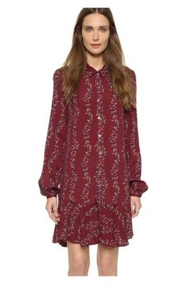 cranberry shirt dress Free People Slubby Crinkle Shirt Dress Size L Cranberry Ruffle Hem Boho