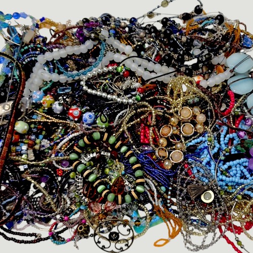 Bulk Jewelry Craft Lot 3.3 Pounds Beads Necklaces Bracelets Mixed Materials
